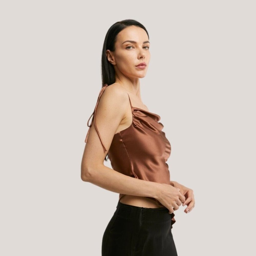 nap loungewear Cowl-Neck 100% Silk Camisole. B057 - Picture 3 of 9